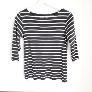 LL Bean Striped 3/4 Sleeve Cotton Sweater XS